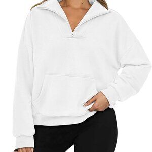 Women's Cropped Quarter Zip Sweatshirt Long Sleeve Pullover Casual Fall Winter